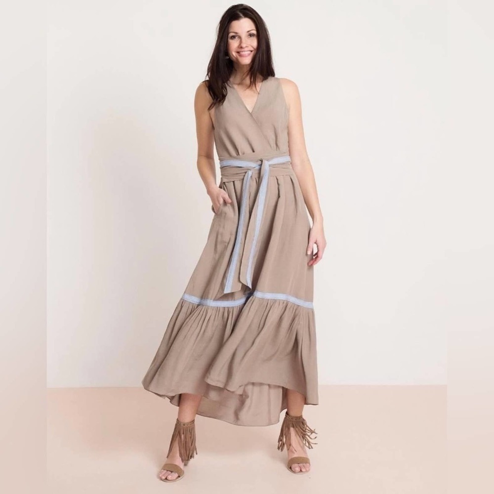 Rungolee Mariposa Maxi Wrap Dress Raw Silk Extra Small